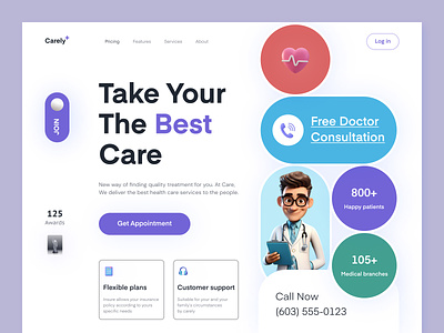 Medical Website Design - Carely+ abu hasan branding buraq lab clinic consultant doctor app doctors halal health healthcare landing page medical medical care medical landing page medicine mental health saas product uiux web website
