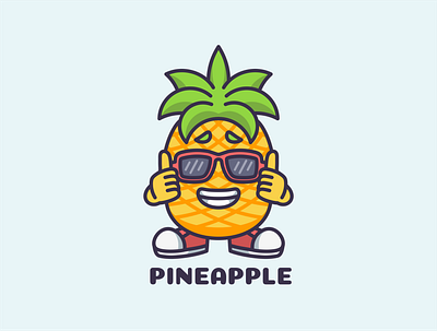 Pineapple Cute Illustration branding cartoon character colorful cute design graphic design icon illustration logo mascot pineapple