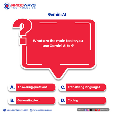 What are the main tasks you use Gemini AI for? amigoways amigowaysappdevelopers amigowaysteam