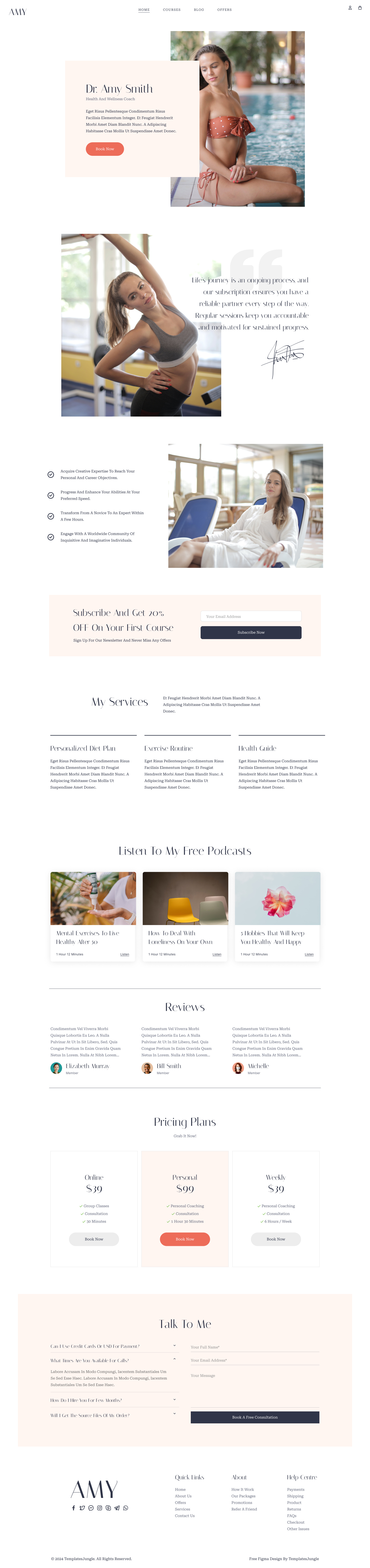 Health Coach Landing Page coaching figma template free website template healthcoach landing page minimal web design website design