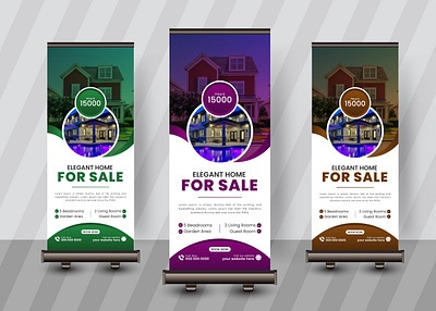 Modern Real-Estate Roll-Up banner design. professional