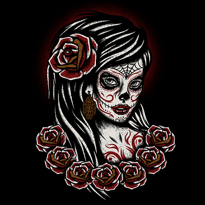 CATRINA catrina design illustration mexico roses tattoo traditional vintage