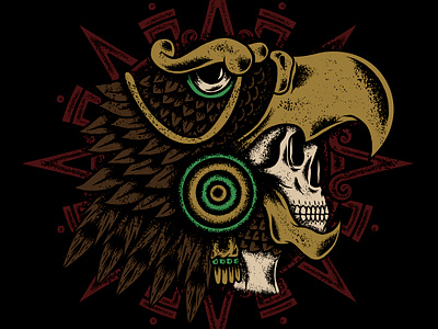 EAGLE WARRIOR art aztec design eagle illustration mexico skull traditional vintage warrrior