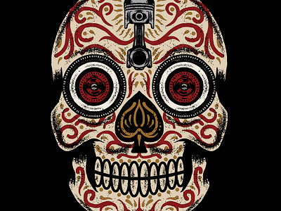 SUGAR SKULL CAR CLUB art customculture design illustration mexico piston skull sugarskull tire traditional vintage