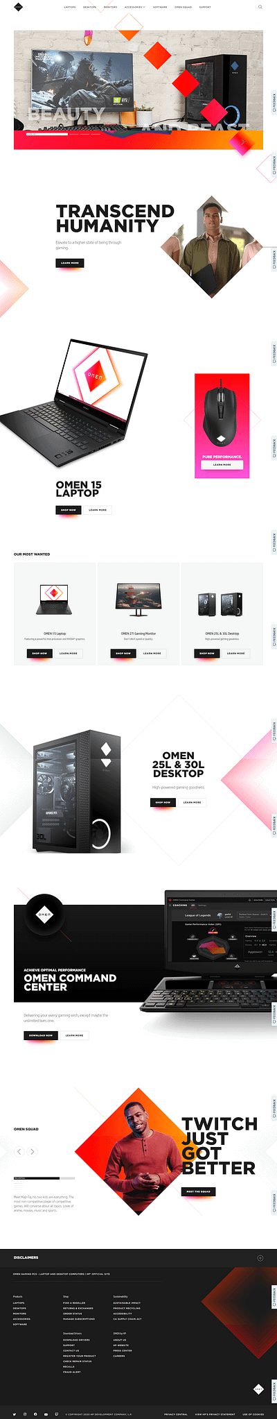 HP OMEN New Product Campaign Website branding figma ui website design