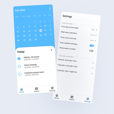 Calendar app design calendar app figma mobile design ui user interface