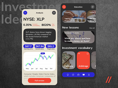 Investment Aggregator Mobile iOS App analytics android app screen design branding dashboard finance fintech interface investment ios mobile design mobile ui purrweb stock market ui ux