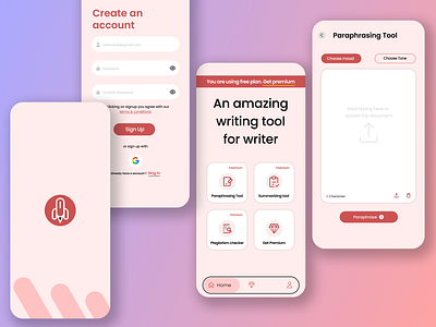 Paraphrasingtool.ai App Design app app design branding design figma graphic design illustration logo ui uiux ux ux design vector