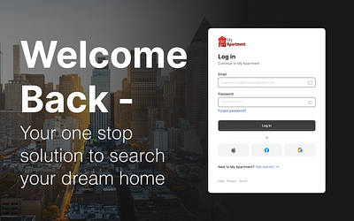 Log-in & Sign-up screens of the "My Apartment" website branding graphic design lllustration log in page logo product designing sign up page typography ui ux website design
