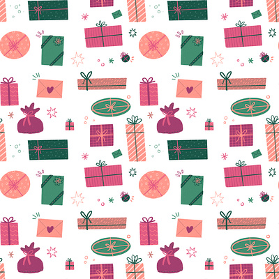 Gift wrapped gift wrap christmas illustration surface pattern design