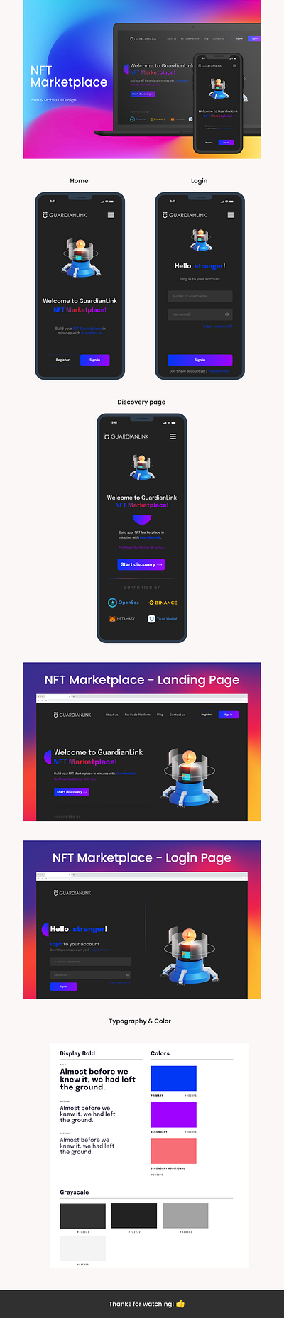 NFT Design for Guardianlink figma landing page mobile design ui