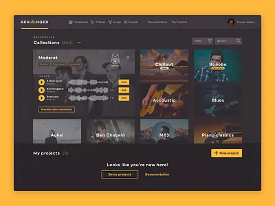 Arranger dashboard monterail music ui web