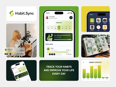 Habit Tracker Branding app app design brand design branding design design figma design habit tracker identity mobile mobile app mobile design tracker ui ux visual design