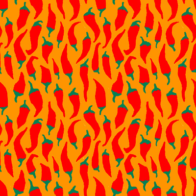 Chilli Wriggles chilli peppers food illustration kitchen pattern peppers surface pattern design
