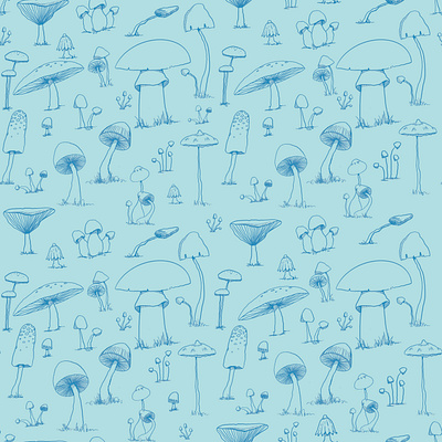 Foraging illustration mushroom mushrooms pattern surface pattern design