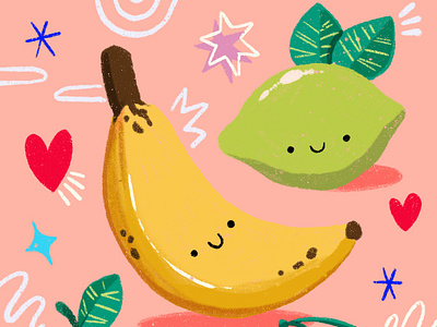 Fruity bois fruit illustration kawaii print surface pattern design