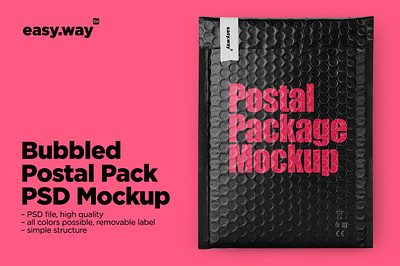 Bubbled Postal Package PSD Mockup add your design bubble bubbled custom customize deliver delivery easy to edit easy to use pack package mockup packaging mockup photoshop post postage stamp postal sans serif font sending shipping