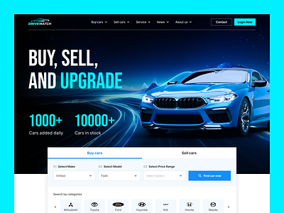 DriveMatch - Buying and Selling Cars Website car design graphic design shot trading ui uxui website