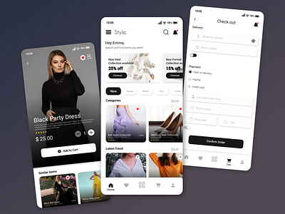 E-commerce (Fashion) shopping app UI UX Design app application branding cart checkout design fashion graphic design home screen illustration logo mob layout mobile app payment shopping app ui uiux user experience user interface ux