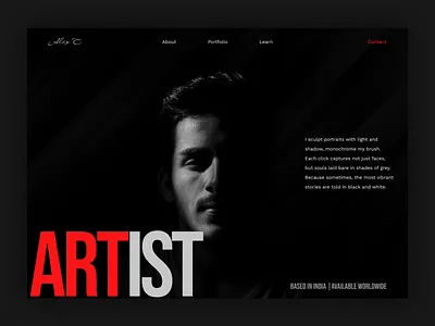 Portrait Photograpger art artists black website branding minimalist minimalist website monochrome photographer photographer swebsite photography ui ui design webflow webflow developer website website design