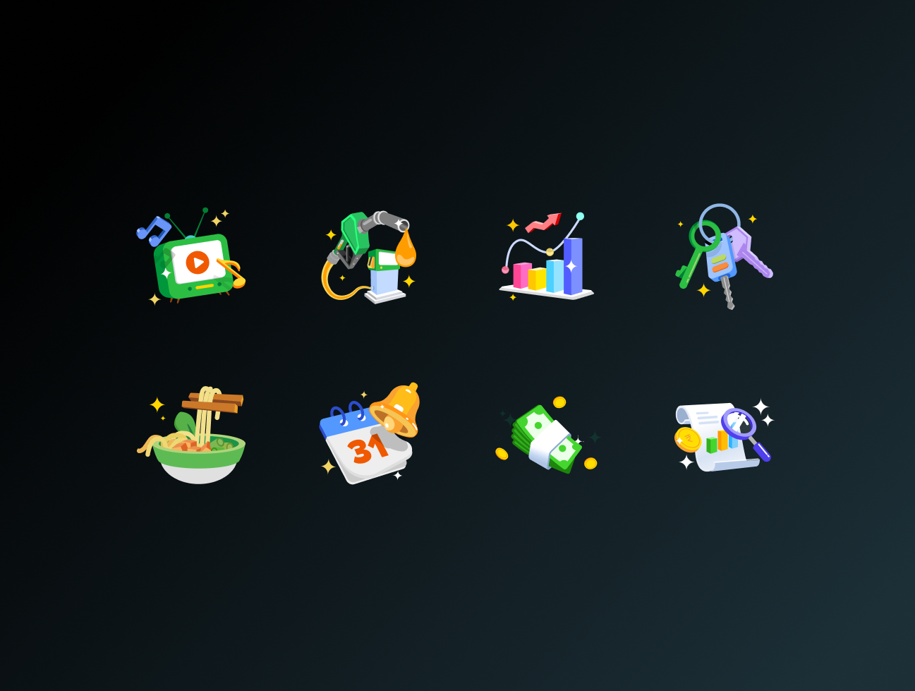 Credit Card Insight 3d bold category credit card credit card bill finance fintech food fuel illustration insight investment mobikwik money rent shopping ui vibrant