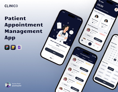 Clinico - Patient Management App Full Case Study 3d app design case study mobile app design ui ui design user experience design user interface design ux case study