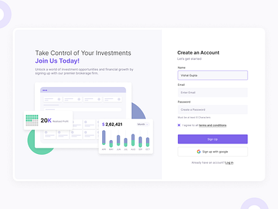 Create an Account - Sign Up create account design fintech interaction design layout sign up ui user experience user intefarce user interface