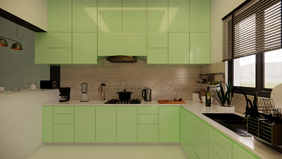 Kitchen Green 3d architecture archviz design interior kitchendesign modeling photoshop rendering sketchup visualization