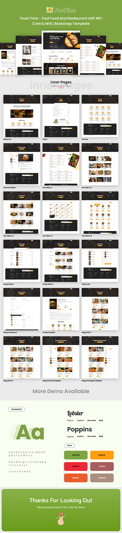 FoodTime - Fast Food And Restaurant ASP.NET Core & MVC Bootstrap asp.net bootstrap creative design dribbble post insta post mobile application motion graphics product design social media post template templates ui uiux user experience user interface web design website