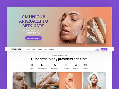 Website: Skincare branding design typography ui ux