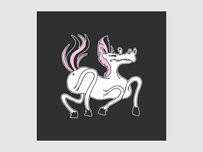 Inktober 2019, Day 20: Tread cartoon character exploration funny goofy horse illustration pink psychedelic tread walk weird