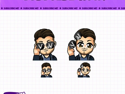 Chibi Boy With Sunglasses By Hachiko__art design discord emotes facebook emotes illustration loyalty badges sub badges sub emotes twitch emotes youtube emotes