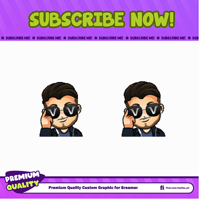 Animated Chibi Boy with Sunglasses By Hachiko__art design discord emotes facebook emotes illustration loyalty badges sub badges sub emotes twitch emotes youtube emotes