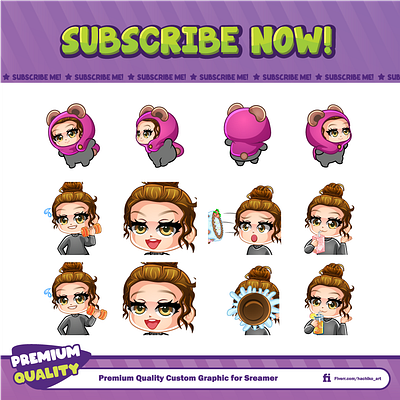 Custom Twitch Emotes By Hachiko__art design discord emotes facebook emotes illustration loyalty badges sub badges sub emotes twitch emotes youtube emotes