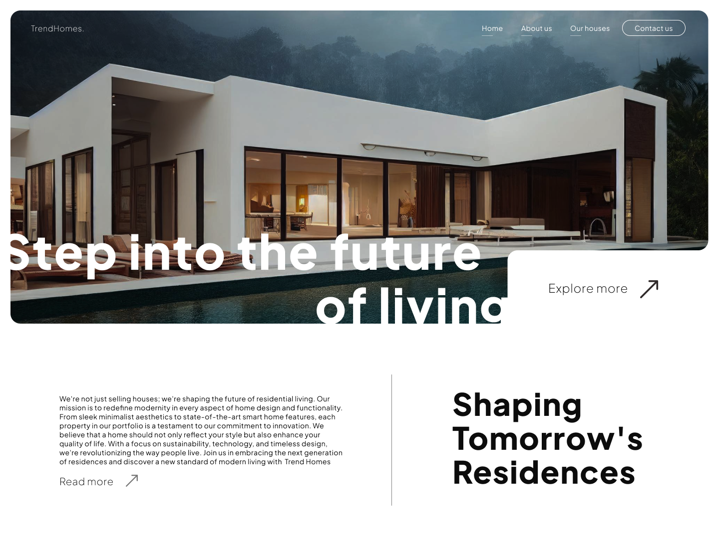 Example of TrendHomes - Real Estate Landing page