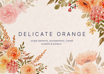 Delicate Orange Watercolor Design Elements flowers flowers png frame graphic design graphicpear pattern png png download watercolor