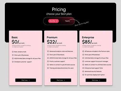 Pricing plan branding graphic design ui