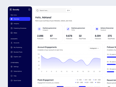 Social Media Analytics Dashboard 📱 admin dashboard admin panel analytics analytics dashboard chart clean design dashboard graph graphs management dashboard social media social media analytics social media dashboard social media design statistics ui ui design uiux web app web design