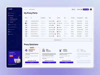 Proxy Service Dashboard — Visual Concept blue clean concept dashboard design desktop interface proxy saas ui ux vpn