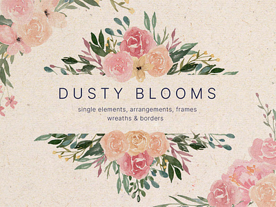 Dusty Blooms Watercolor Design Elements flowers flowers png frame graphics graphics png pattern png download spring