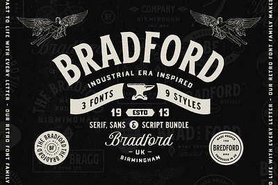 Bradford Font Family font font family lettering retro font typography vintage font