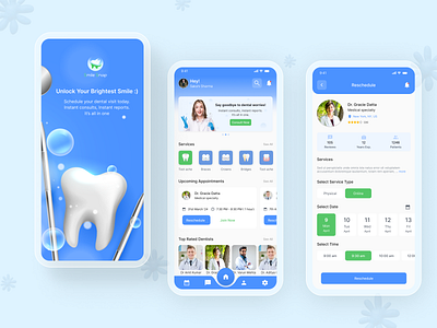 Dentist App app app designs dental app dentist app design graphic design health app healthcare tooth app ui uiux design ux