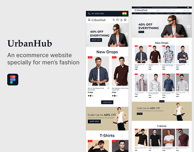 UrbanHub - An E-commerce website specially for men's fashion case study ecommerce fashion figma men responsive ui ui ux ux website