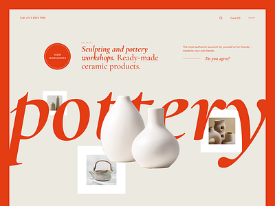 Pottery studio | Concept colour concept design ecommerce minimal pottery red site studio ui ux