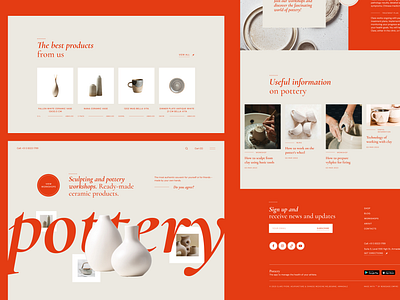 Pottery studio business design ecommerce minimal pottery red site studio ui ux webdesign