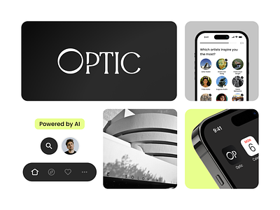Optic • AI Curated Art Mobile App ai art artificial intelligence branding curator design gen ai ios mobile optic product design ui ux uxui