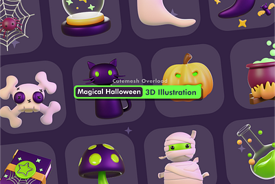 Magical Halloween 3D Icon Illustration 3d 3d icon 3d render blender design eevee graphic design halloween illustration magic magical ui