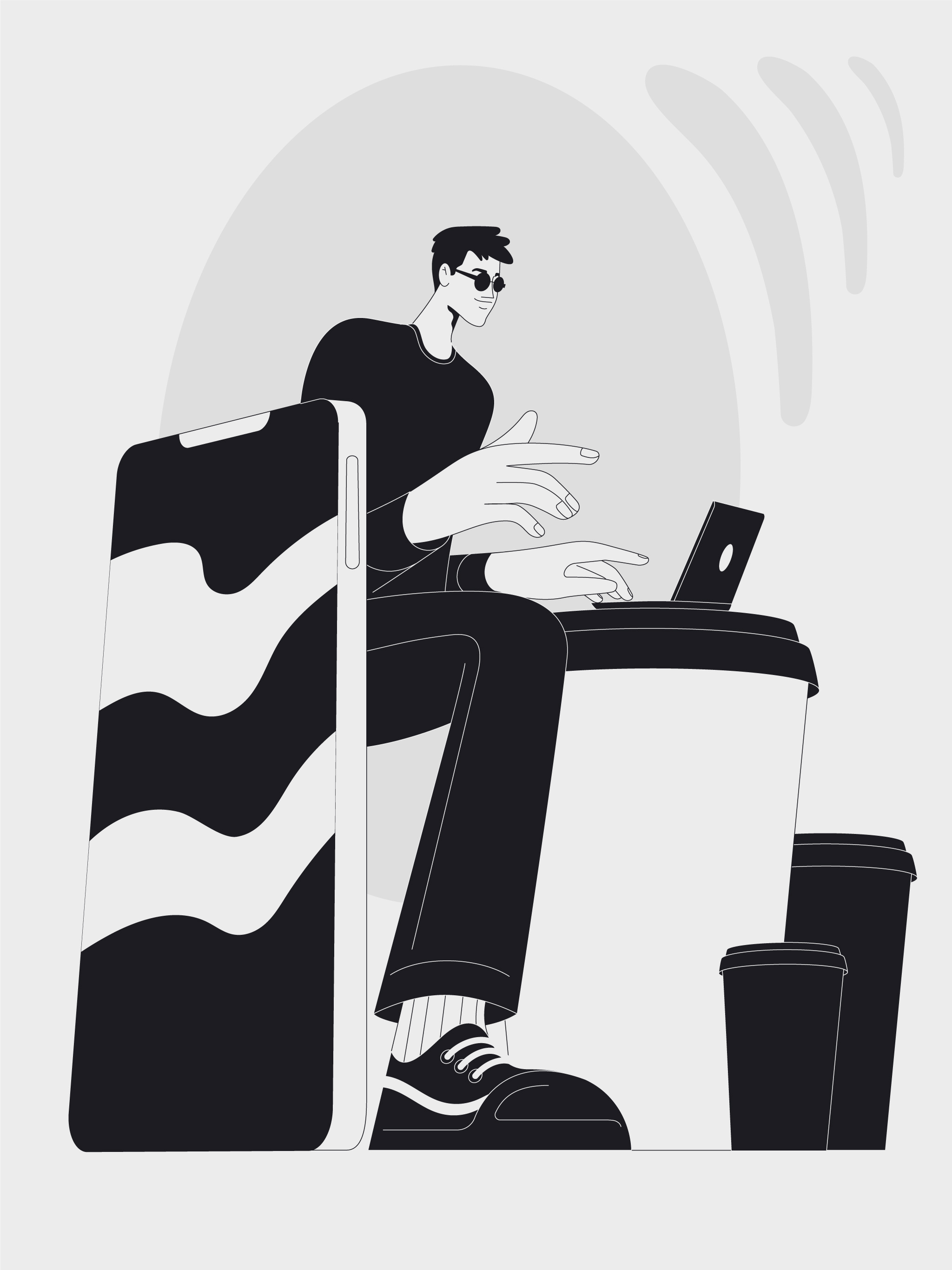 Inktober 22' Day 12 2d coffee coffee shop design desk flat freelance freelancer friday hipster illustration inktober laptop mobile vector