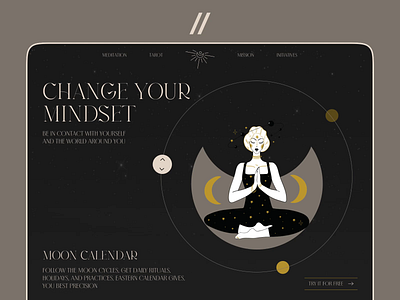 Lunar Calendar Web Platform animation astrology branding calendar design graphic design homepage illustration landing logo lunar meditation motion graphics online platform typography ui ux vector web design