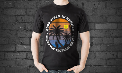 Good vibes in summer retro t-shirt summertime